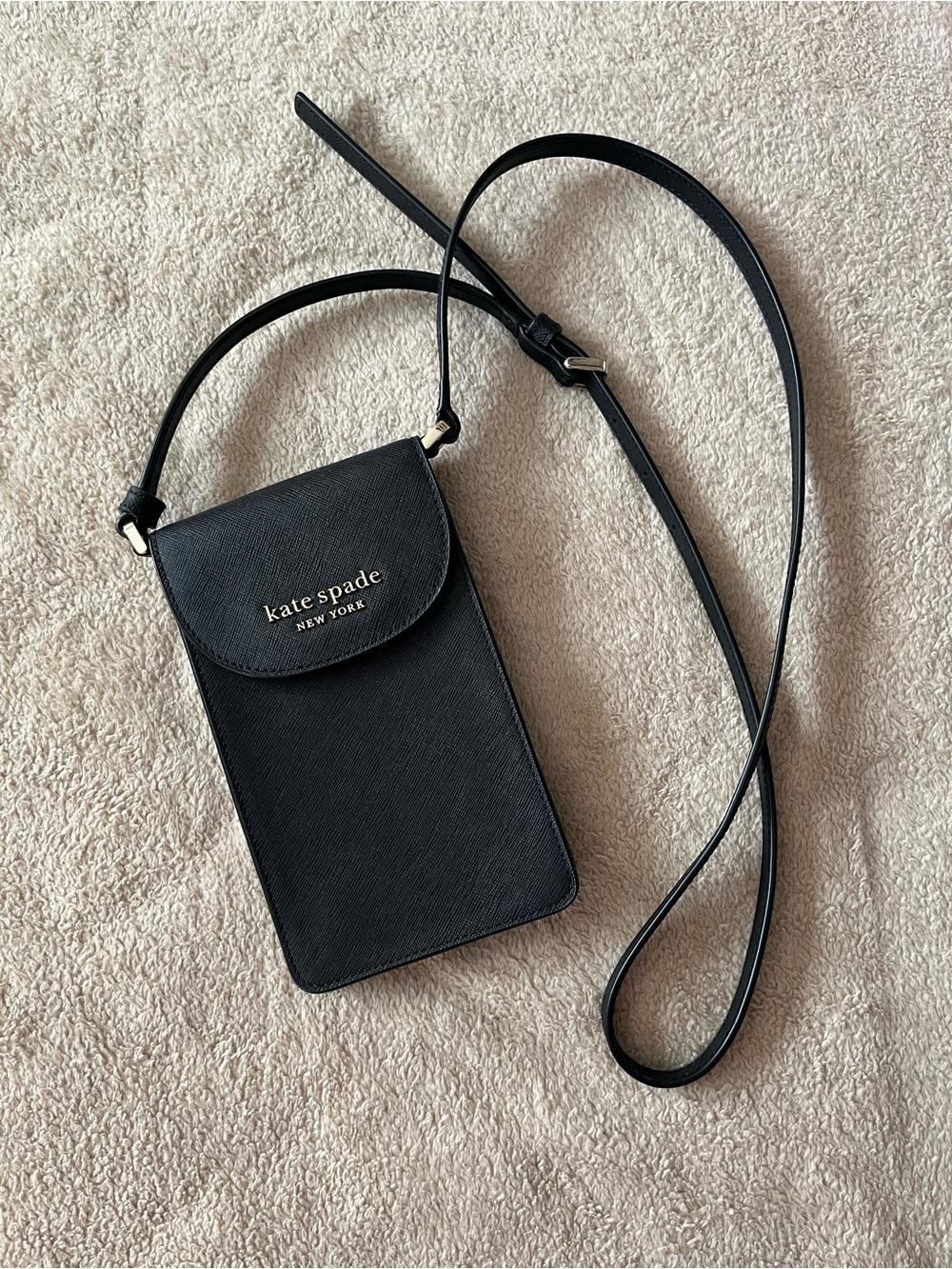 kate spade Black Saffiano Crossbody Phone Pouch